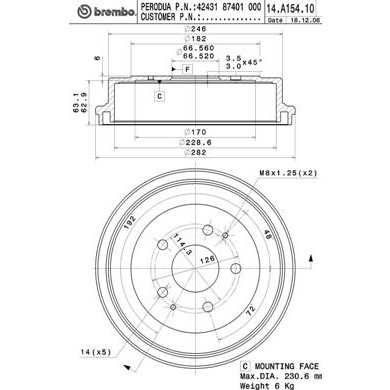 Слика на Сопирачки барабан BREMBO 14.A154.10