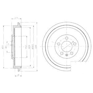 Слика на Сопирачки барабан DELPHI BF406 за VW Caddy 2 Box (9K9A) 1.9 SDI - 64 коњи дизел