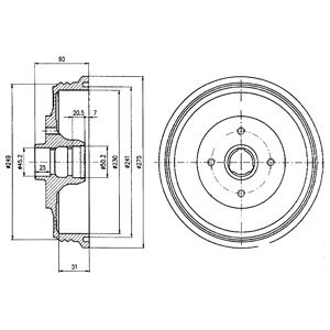 Слика на Сопирачки барабан DELPHI BF430 за VW Caddy 2 Box (9K9A) 1.9 SDI - 64 коњи дизел