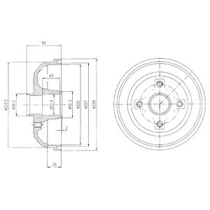 Слика на Сопирачки барабан DELPHI BF471 за Opel Vita C 1.4 Twinport - 90 коњи бензин