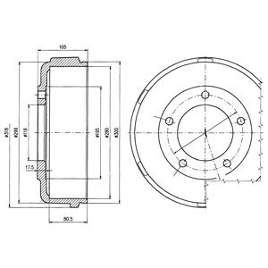 Слика на Сопирачки барабан DELPHI BF478 за Ford Transit BOX (FA) 2.3 16V [RWD] (FAA_, FAB_, FAC_) - 146 коњи бензин