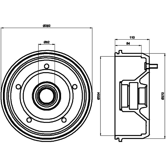 Слика на Сопирачки барабан HELLA PAGID 8DT 355 300-701 за Renault Master Platform (P) 2.5 DT - 95 коњи дизел