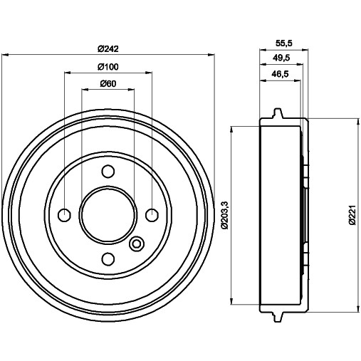 Слика на Сопирачки барабан HELLA 8DT 355 301-341 за Volvo 460L (464) 1.7 - 102 коњи бензин