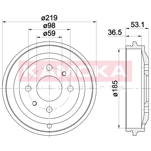 Слика на Сопирачки барабан KAMOKA  104007 за Fiat Palio 178bx 1.4 - 69 коњи бензин