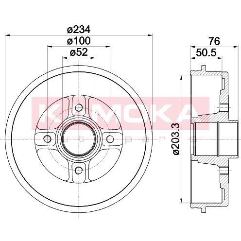 Слика на Сопирачки барабан KAMOKA  104014 за Renault Megane 1 (BA0-1) 2.0 i (BA0G) - 114 коњи бензин