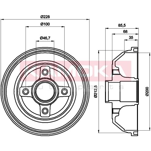 Слика на Сопирачки барабан KAMOKA  104032 за Opel Vita C 1.4 Twinport - 90 коњи бензин