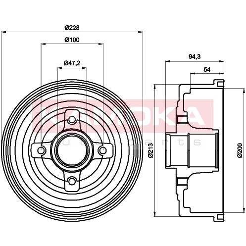 Слика на Сопирачки барабан KAMOKA  104033 за Opel Vita C 1.4 Twinport - 90 коњи бензин