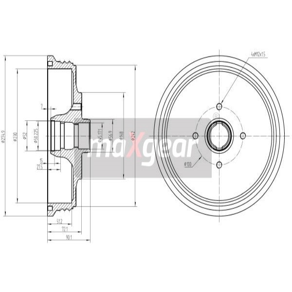 Слика на Сопирачки барабан MAXGEAR 19-2425