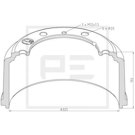 Слика на Сопирачки барабан PE Automotive 036.416-00A за камион MAN G 90 9.150 F,9.150 FL - 125 коњи дизел