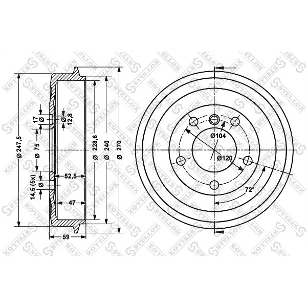 Слика на Сопирачки барабан STELLOX 6025-1505-SX