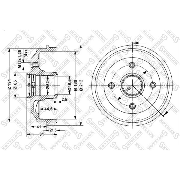 Слика на Сопирачки барабан STELLOX 6025-3705-SX