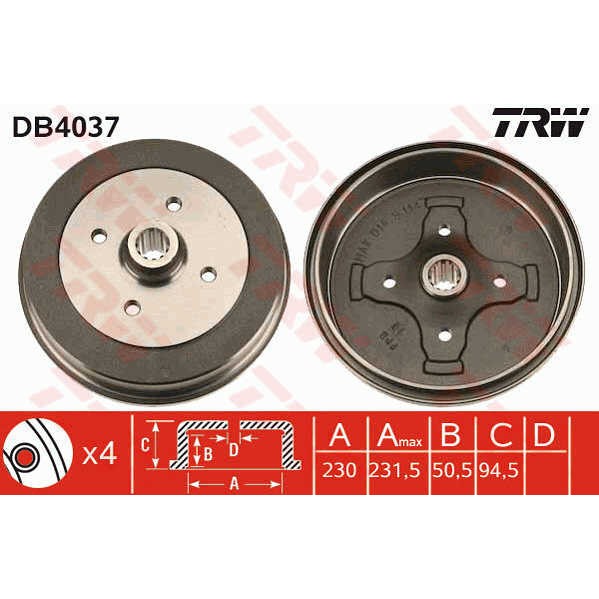 Слика на Сопирачки барабан TRW DB4037