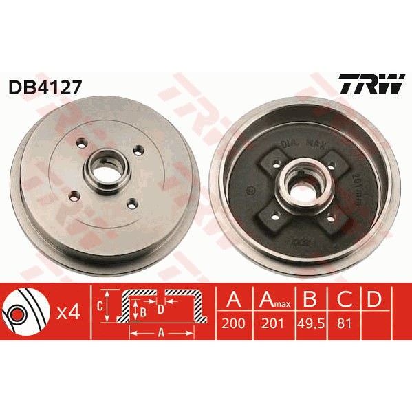 Слика на Сопирачки барабан TRW DB4127