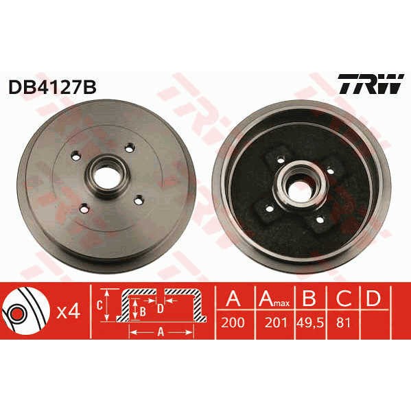 Слика на Сопирачки барабан TRW DB4127B