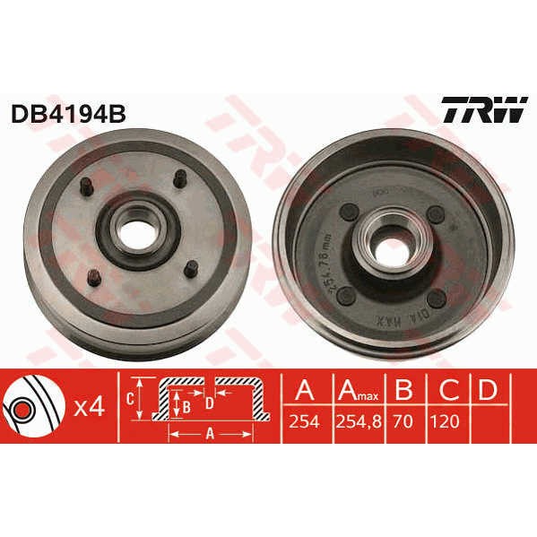 Слика на Сопирачки барабан TRW DB4194B