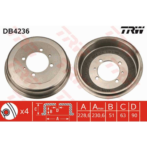 Слика на Сопирачки барабан TRW DB4236