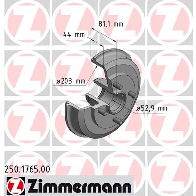 Слика на Сопирачки барабан ZIMMERMANN 250.1765.00 за Ford Focus Clipper (dnw) 1.8 TDCi - 100 коњи дизел
