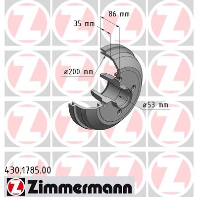 Слика на Сопирачки барабан ZIMMERMANN 430.1785.00 за Opel Vita C 1.4 Twinport - 90 коњи бензин