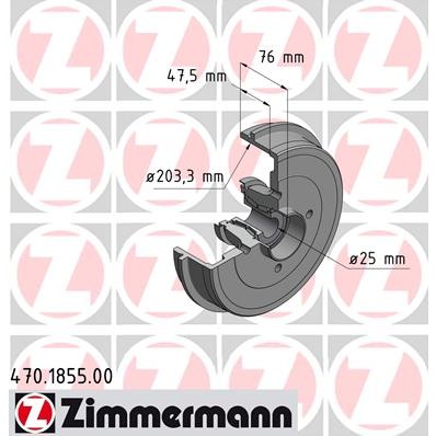 Слика на Сопирачки барабан ZIMMERMANN 470.1855.00 за Dacia Logan 2 1.2 LPG - 75 коњи Бензин/Автогаз (LPG)