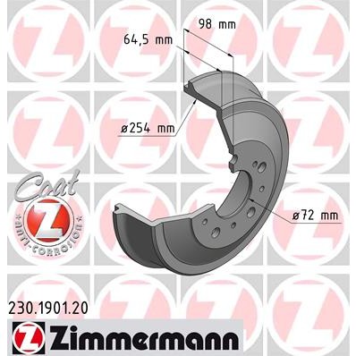 Слика на Сопирачки барабан ZIMMERMANN COAT Z 230.1901.20 за Fiat Ducato BOX 230L 2.0 - 109 коњи бензин