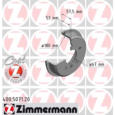 Слика на Сопирачки барабан ZIMMERMANN COAT Z 400.5071.20 за Mercedes A-Class (w168) A 160 (168.033, 168.133) - 102 коњи бензин