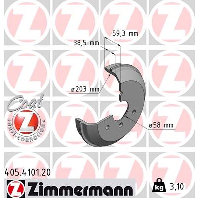 Слика на Сопирачки барабан ZIMMERMANN COAT Z 405.4101.20 за Smart Fortwo Coupe (451) 1.0 (451.331, 451.380) - 71 коњи бензин