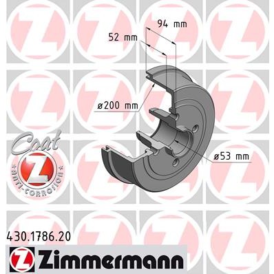 Слика на Сопирачки барабан ZIMMERMANN COAT Z 430.1786.20 за Opel Corsa C Box 1.7 CDTi - 101 коњи дизел