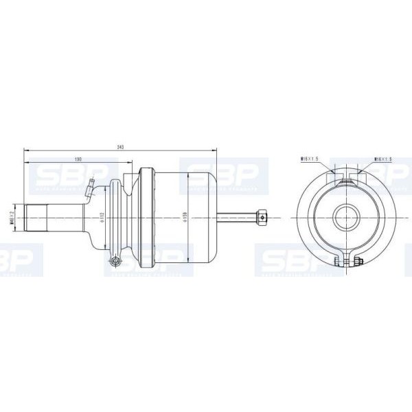 Слика на сопирачки цилиндар со пружина SBP 05-BCT9/16-M48X2 за камион Volvo FM 7/290 - 290 коњи дизел