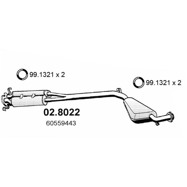 Слика на среден, заден издувен лонец ASSO 02.8022 за Alfa Romeo 164 Sedan 3.0 V6 (164.A) - 192 коњи бензин