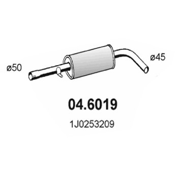 Слика на среден издувен лонец ASSO 04.6019 за VW Jetta 4 (1J2) 1.9 SDI - 68 коњи дизел