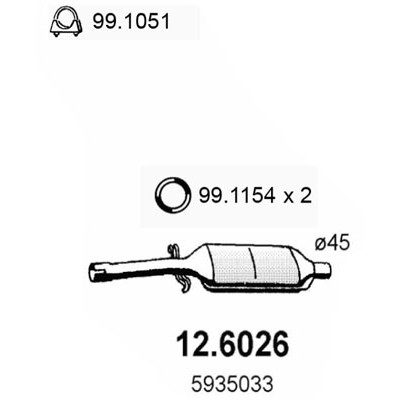 Слика на среден издувен лонец ASSO 12.6026 за Fiat Ritmo 2 138a 1.6 - 105 коњи бензин