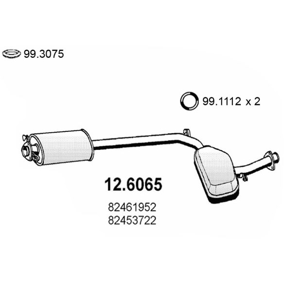 Слика на среден издувен лонец ASSO 12.6065 за Lancia Thema (834) 2000 16V (834FA) - 152 коњи бензин