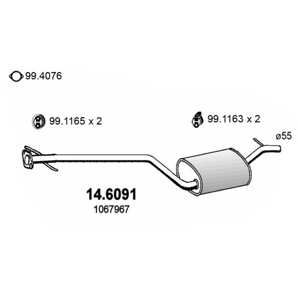 Слика на среден издувен лонец ASSO 14.6091 за Ford Focus Saloon (dfw) 1.8 Turbo DI / TDDi - 90 коњи дизел