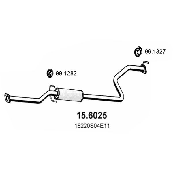 Слика на среден издувен лонец ASSO 15.6025 за Honda Civic 6 Hatchback (EJ,EK) 1.6 i (EK1) - 114 коњи бензин