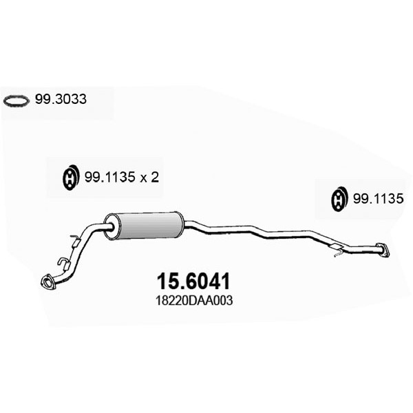 Слика на среден издувен лонец ASSO 15.6041 за Honda Jazz 2 (GD) 1.2 - 78 коњи бензин