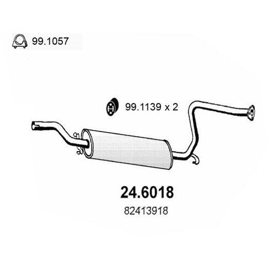 Слика на среден издувен лонец ASSO 24.6018 за Lancia Delta (831,AB0) 1.6 HF Turbo (831AB.020) - 140 коњи бензин