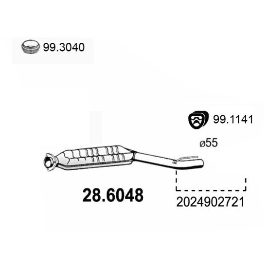 Слика на среден издувен лонец ASSO 28.6048 за Mercedes C-class Estate (s202) C 220 T D (202.182) - 95 коњи дизел