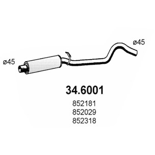 Слика на среден издувен лонец ASSO 34.6001 за Opel Corsa A TR 1.2 S - 55 коњи бензин