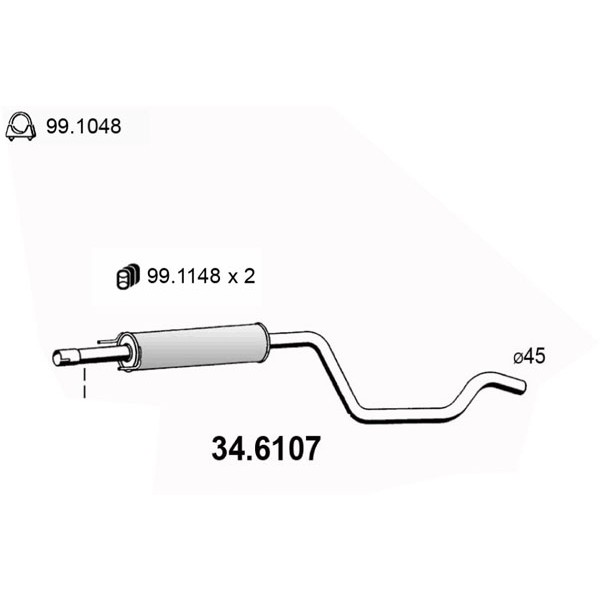 Слика на среден издувен лонец ASSO 34.6107 за Opel Meriva 1.4 16V Twinport - 90 коњи бензин