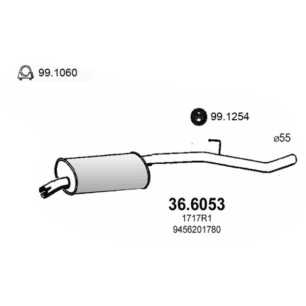 Слика на среден издувен лонец ASSO 36.6053 за Citroen C8 EA,EB 2.0 - 136 коњи бензин
