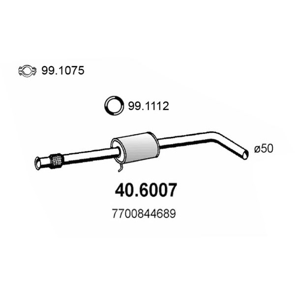 Слика на среден издувен лонец ASSO 40.6007 за Renault Megane 1 (BA0-1) 1.4 e (BA0E, BA0V) - 75 коњи бензин