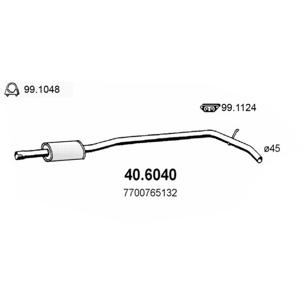 Слика на среден издувен лонец ASSO 40.6040 за Renault 11 Box (S37) 1.6 D (S374) - 55 коњи дизел