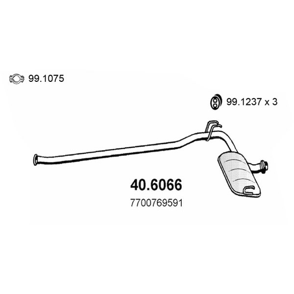 Слика на среден издувен лонец ASSO 40.6066 за Renault 21 Savanna 2.1 D (K/S48V, K/S48O) - 72 коњи дизел