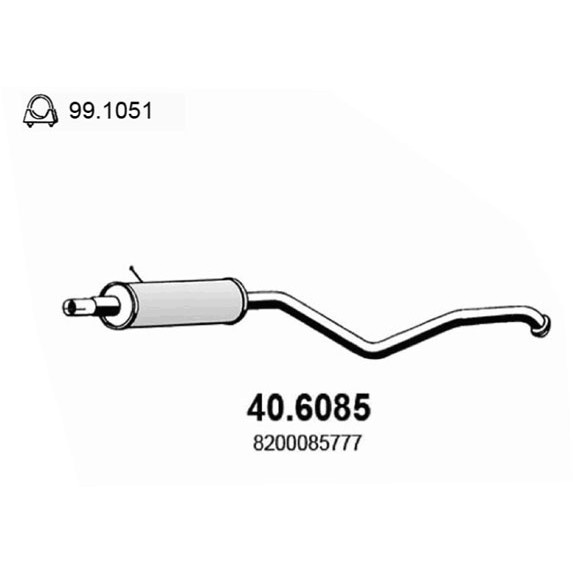 Слика на среден издувен лонец ASSO 40.6085 за Renault Laguna 2 Sport Tourer (KG0-1) 1.8 16V (KG0J) - 116 коњи бензин