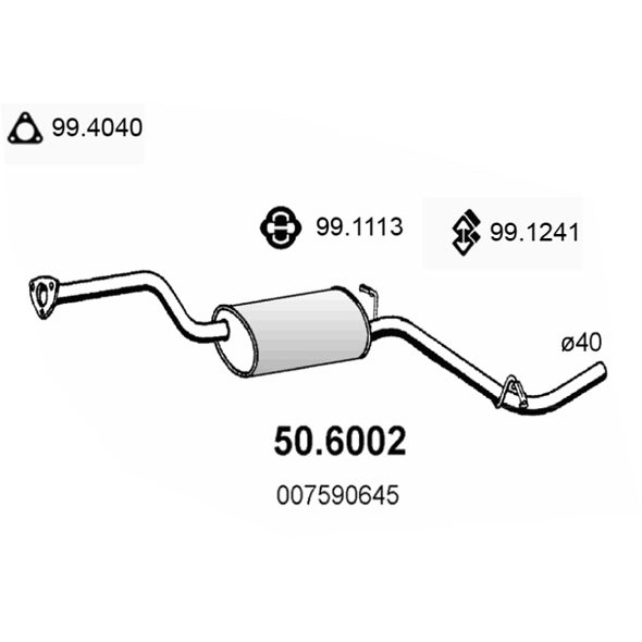 Слика на среден издувен лонец ASSO 50.6002 за Skoda Favorit (781) 1.3 135 (781) - 57 коњи бензин