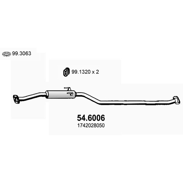 Слика на среден издувен лонец ASSO 54.6006 за Toyota RAV4 (XA2) 2.0 VVTi 4WD - 150 коњи бензин