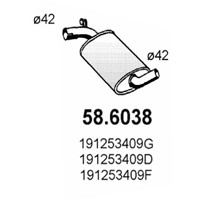 Слика на среден издувен лонец ASSO 58.6038 за VW Golf 2 (19E,1G1) 1.3 - 55 коњи бензин