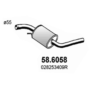 Слика на среден издувен лонец ASSO 58.6058 за VW Transporter T4 Box 2.5 - 115 коњи бензин