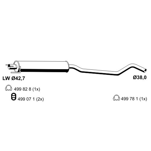 Слика на среден издувен лонец ERNST 012201 за Opel Vita C 1.0 - 60 коњи бензин