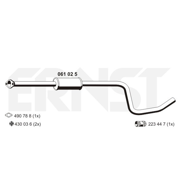 Слика на среден издувен лонец ERNST 061025 за Opel Astra J 1.4 LPG - 140 коњи Бензин/Автогаз (LPG)